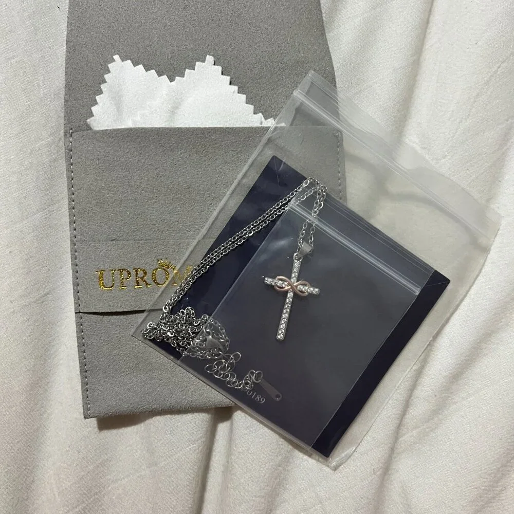 🏷 *NWT*Will You Be My Godmother? Infinity Cross Necklace - Silver & Rose Gold ✨